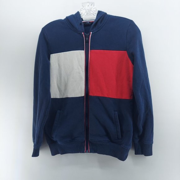 Tommy Hilfiger color block full zip hooded sweatshirt sweater XS - Picture 1 of 8